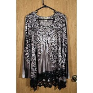 Live And Let Live Women's 3X Tunic Studded WhimsiGoth Lace Asymmetrical Hem NWT